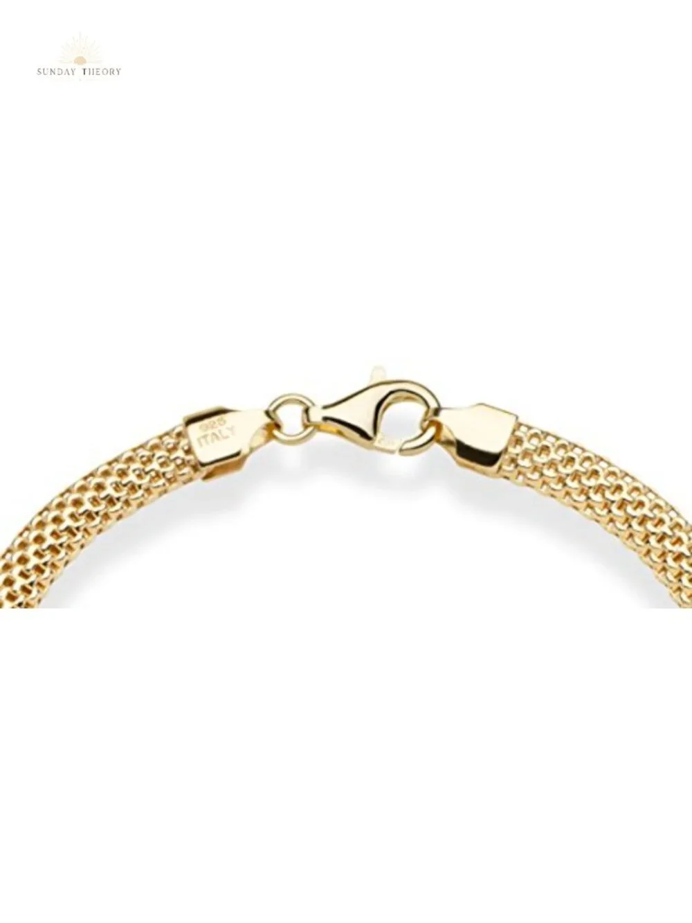 18K Gold Plated 925 Sterling Silver 5mm Mesh Link Bracelet
